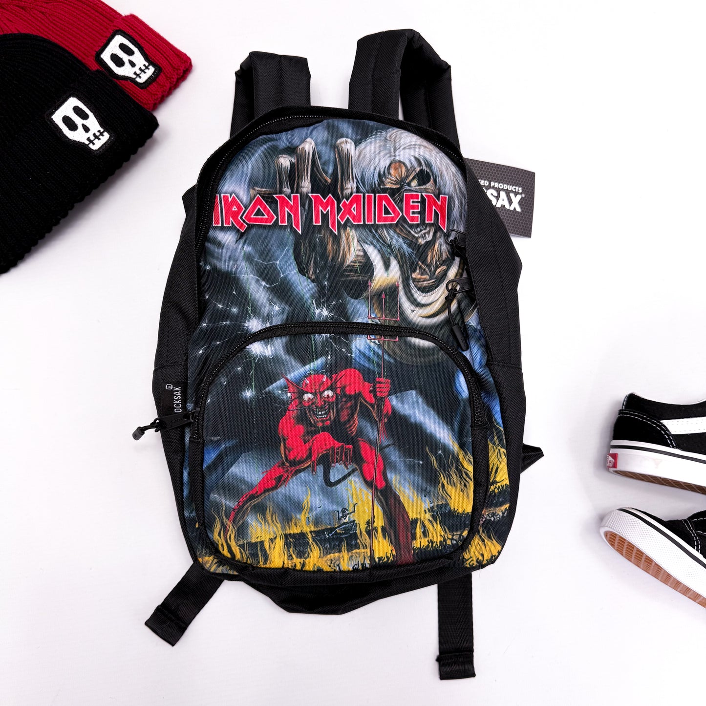 Iron Maiden Mini Rocksax Backpack: Number Of The Beast (Black)