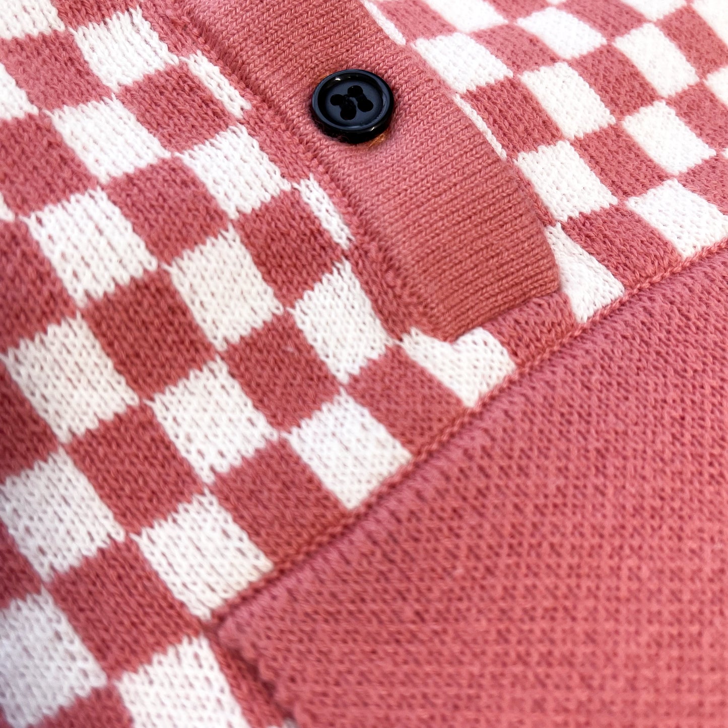 CHUNKY KNITTED PINK CHECKERBOARD ALL IN ONE