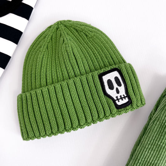 NOT SO BASIC GREEN CHUNKY KNIT TRAWLER BEANIE