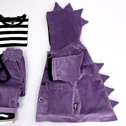 NOT SO BASIC CORD DUSKY LILAC DINOSAUR COAT