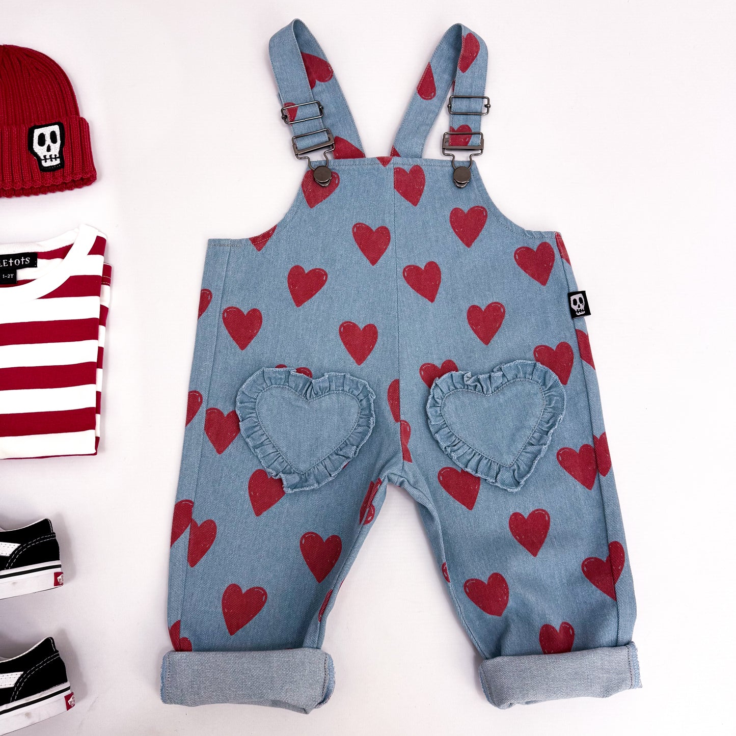 LOVE HEART DENIM DUNGAREES