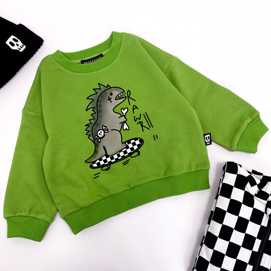 RAWR! DINOSAUR GREEN SWEATSHIRT
