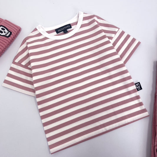 NOT SO BASIC DUSKY ROSE PINK STRIPE TEE