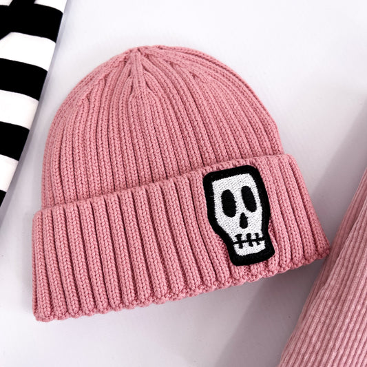 NOT SO BASIC DUSKY PINK CHUNKY KNIT TRAWLER BEANIE