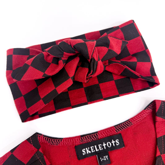 RED & BLACK CHECKERBOARD HEADBAND