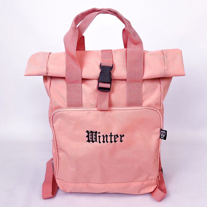 PERSONALISED GOTHIC NAME ROLL TOP BACKPACK BAG