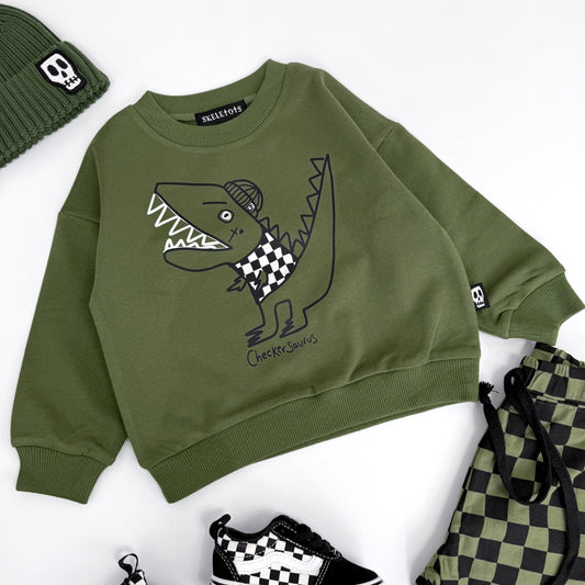 CHECKERSAURUS DINO SWEATSHIRT