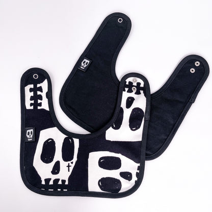 Pack of 2 bibs with Skelly Skull designs