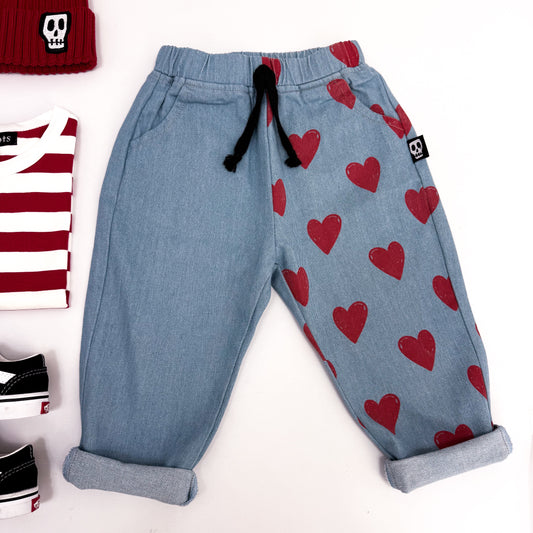 LOVE HEART DENIM TROUSERS