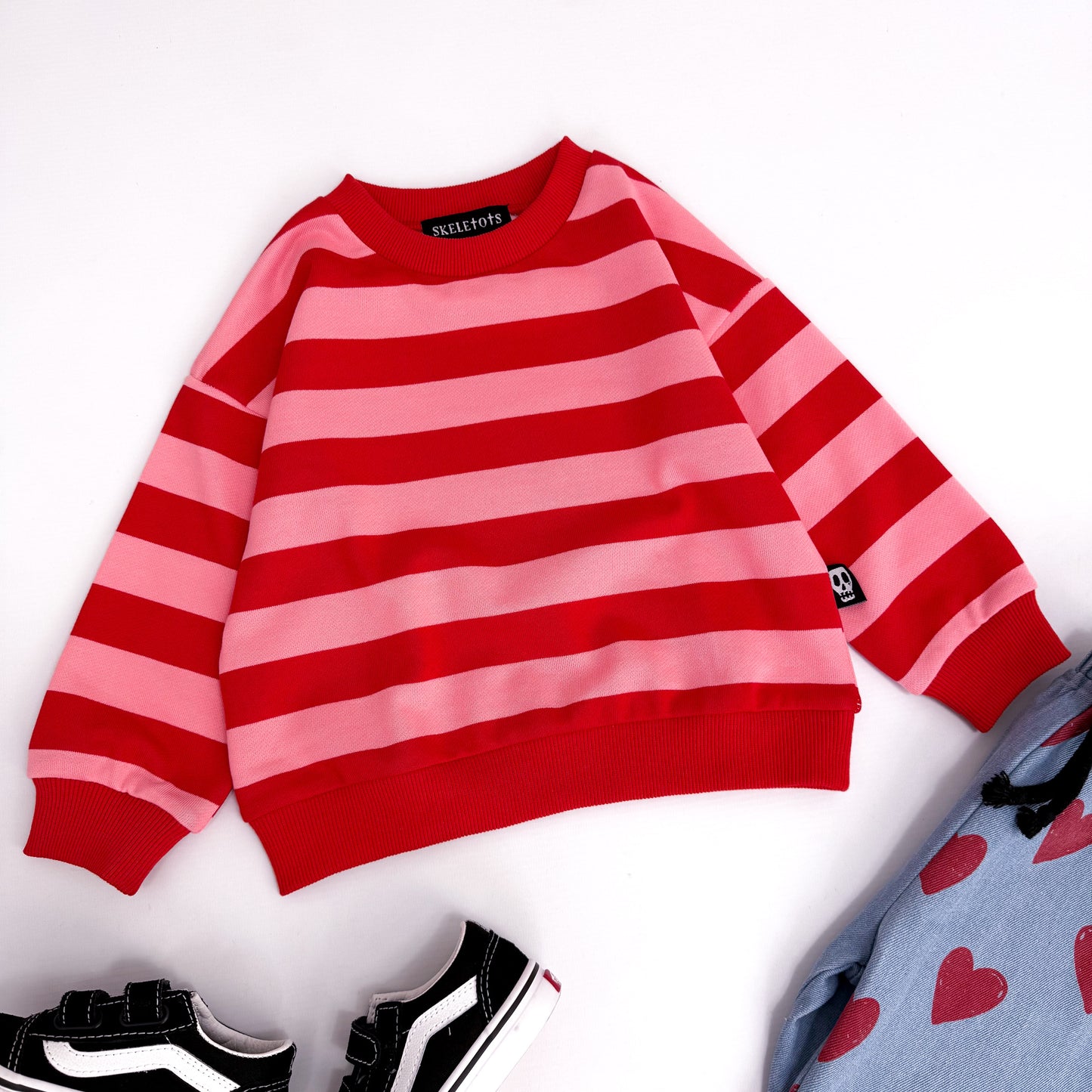 PINK & RED STRIPE SWEATSHIRT