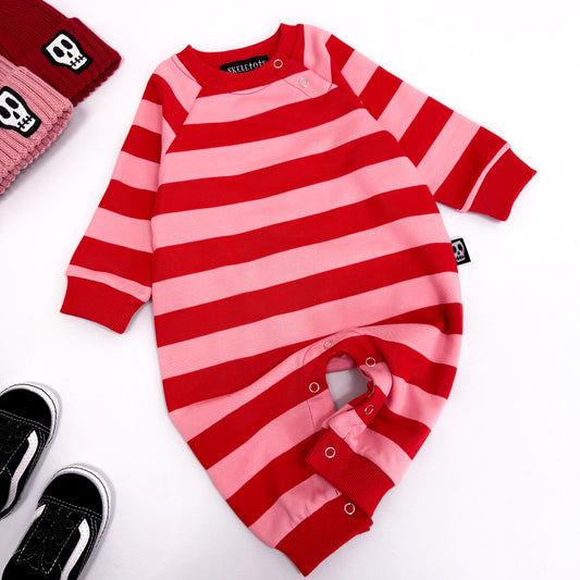 RED & PINK STRIPE ROMPER