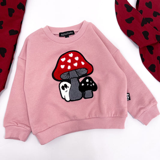 RED TOADSTOOL GHOST DUSKY PINK SWEATSHIRT