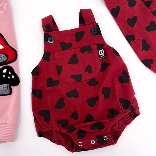 LOVE HEARTS RED BABY ROMPER