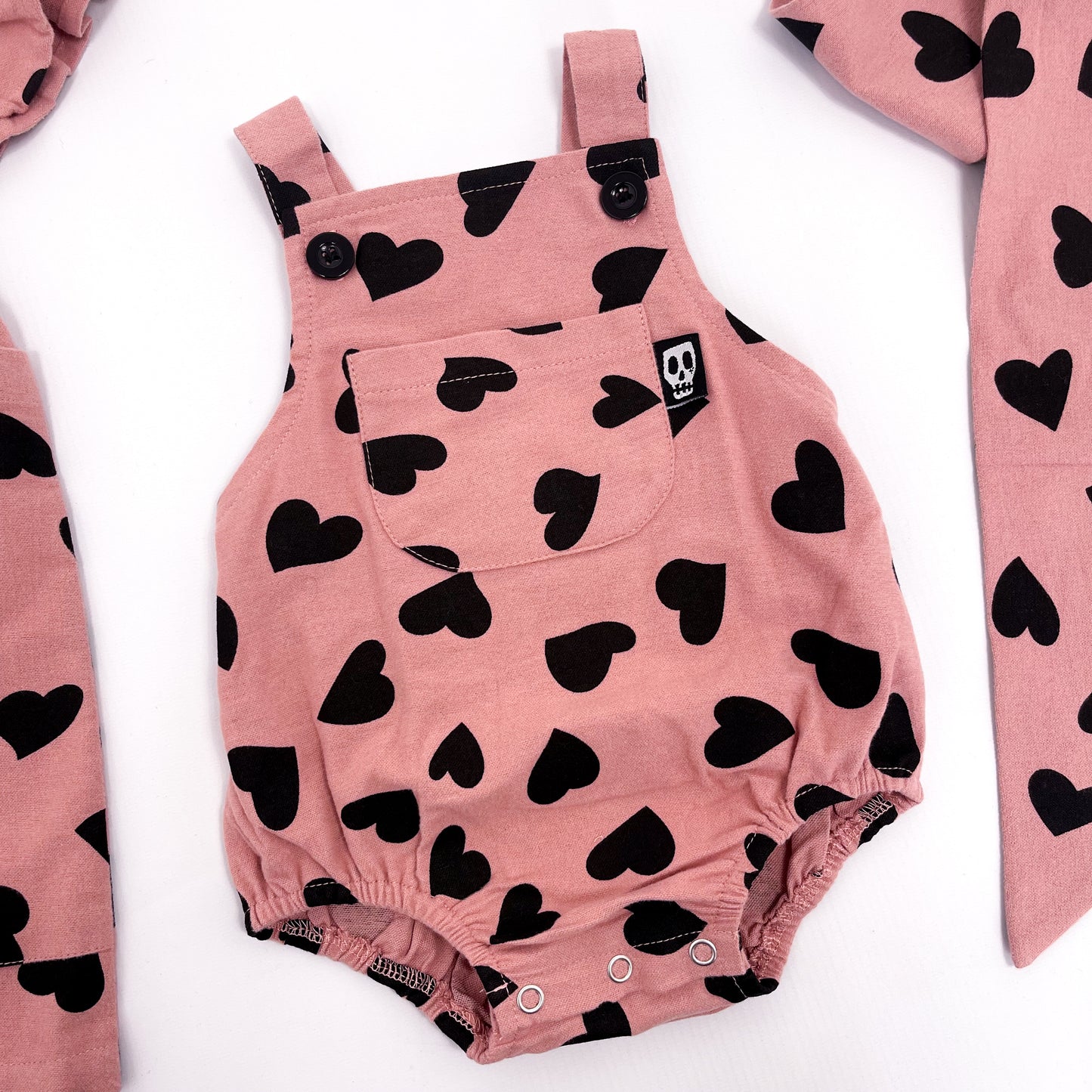 LOVE HEARTS DUSKY PINK BABY ROMPER