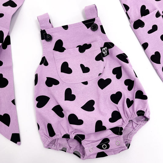 LOVE HEARTS LILAC BABY ROMPER