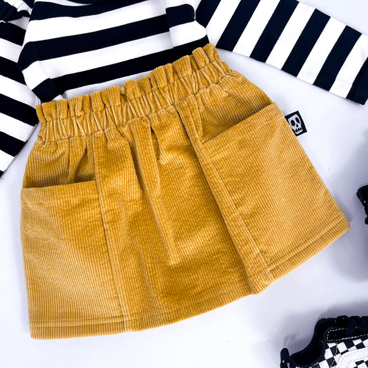 Kids mustard yellow cord skirt