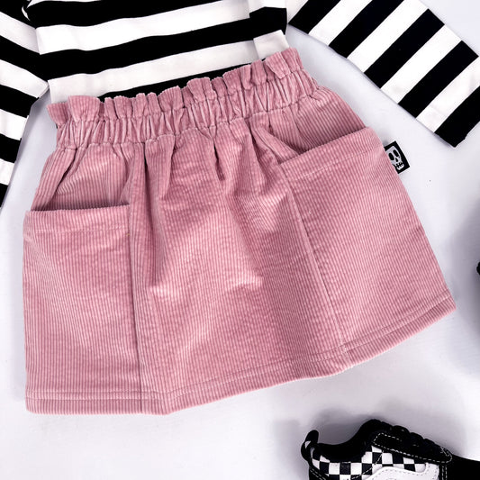 Kids dusky pink cord skirt