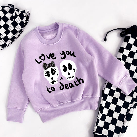 LOVE YOU TO DEATH PASTEL PURPLE SWEATSHIRT