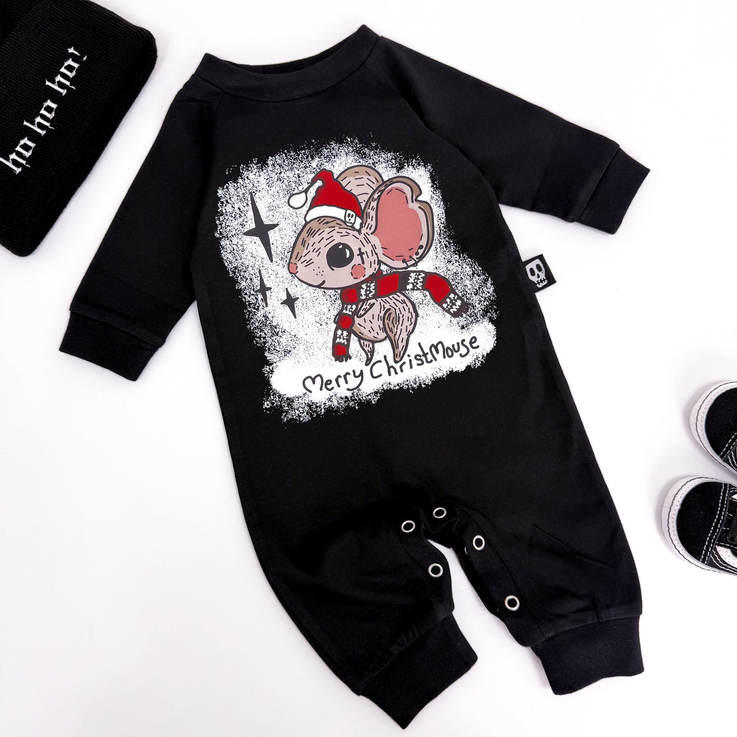 MERRY CHRISTMOUSE CHRISTMAS FOOTLESS ROMPER