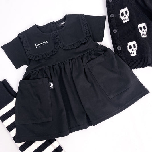 Kids gothic style smock dress with personalised name printing