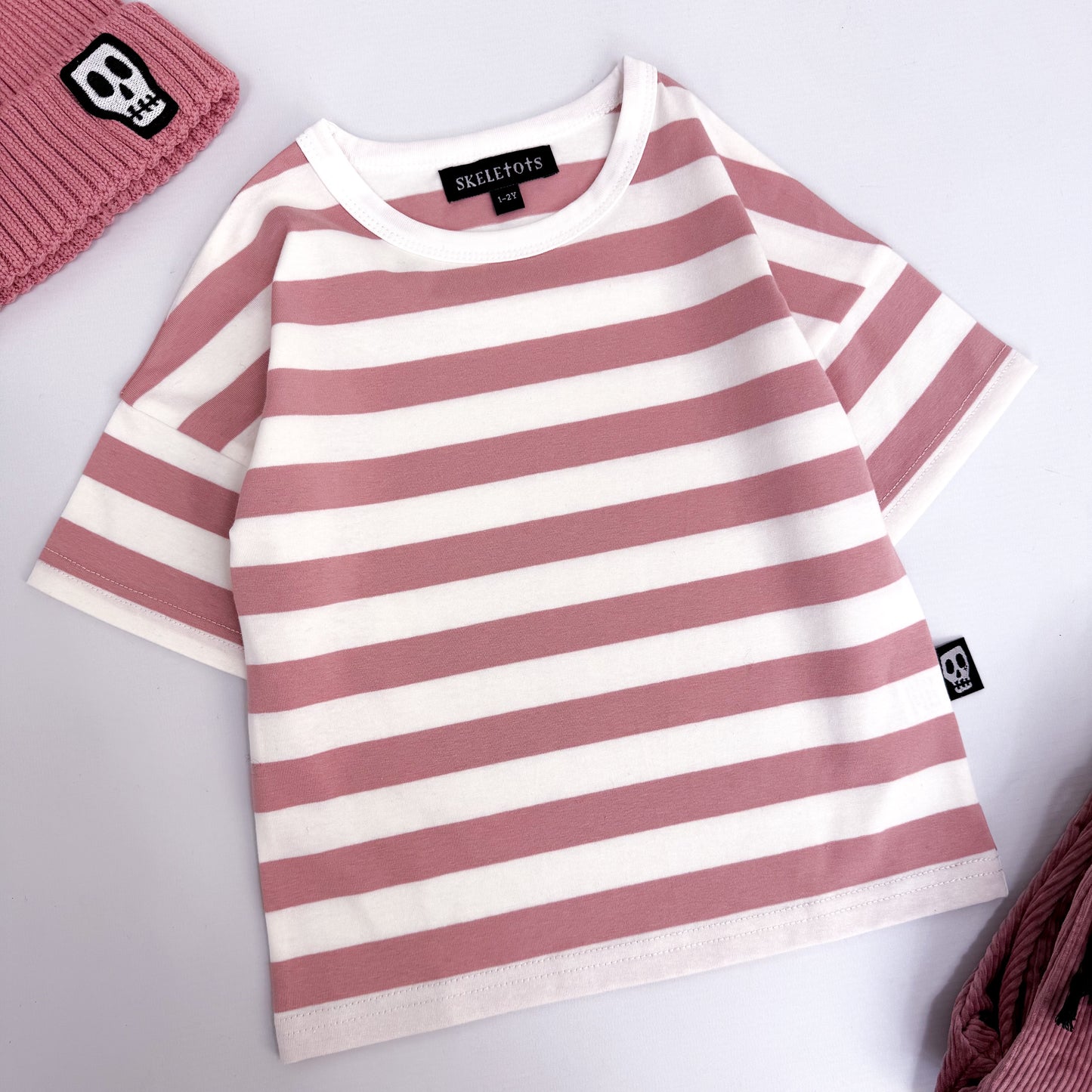 NOT SO BASIC DUSKY PINK STRIPE TEE