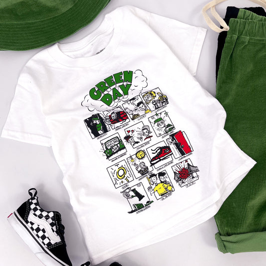 Kids Green Day band t shirt, Dookie RRHOF design 