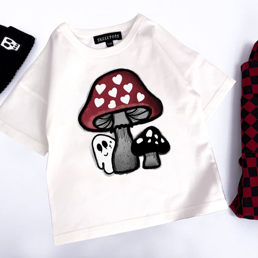 RED TOADSTOOL GHOST WHITE TEE