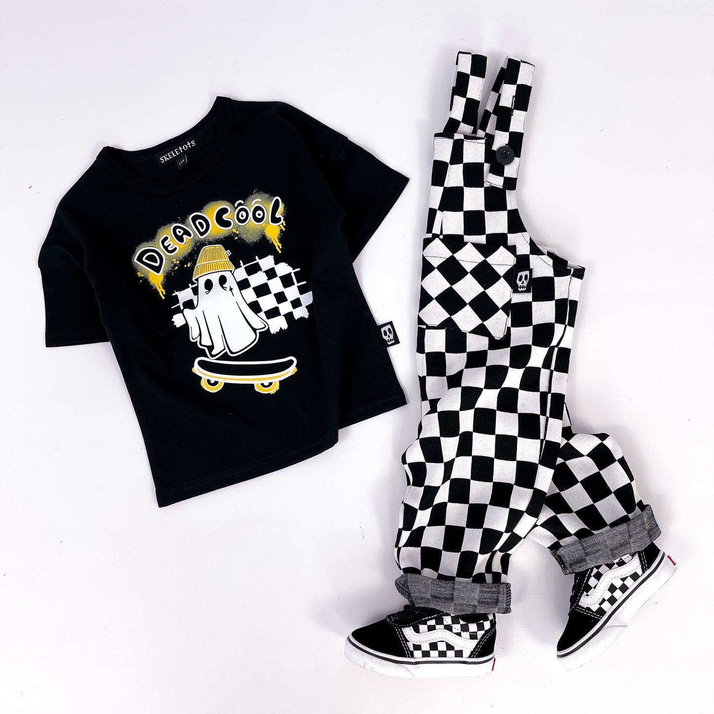 CHECKERBOARD DUNGAREES