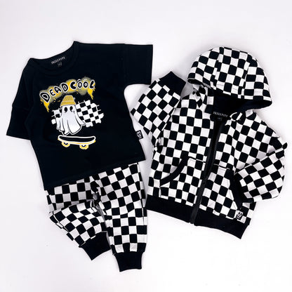 CHECKERBOARD HOODED JACKET