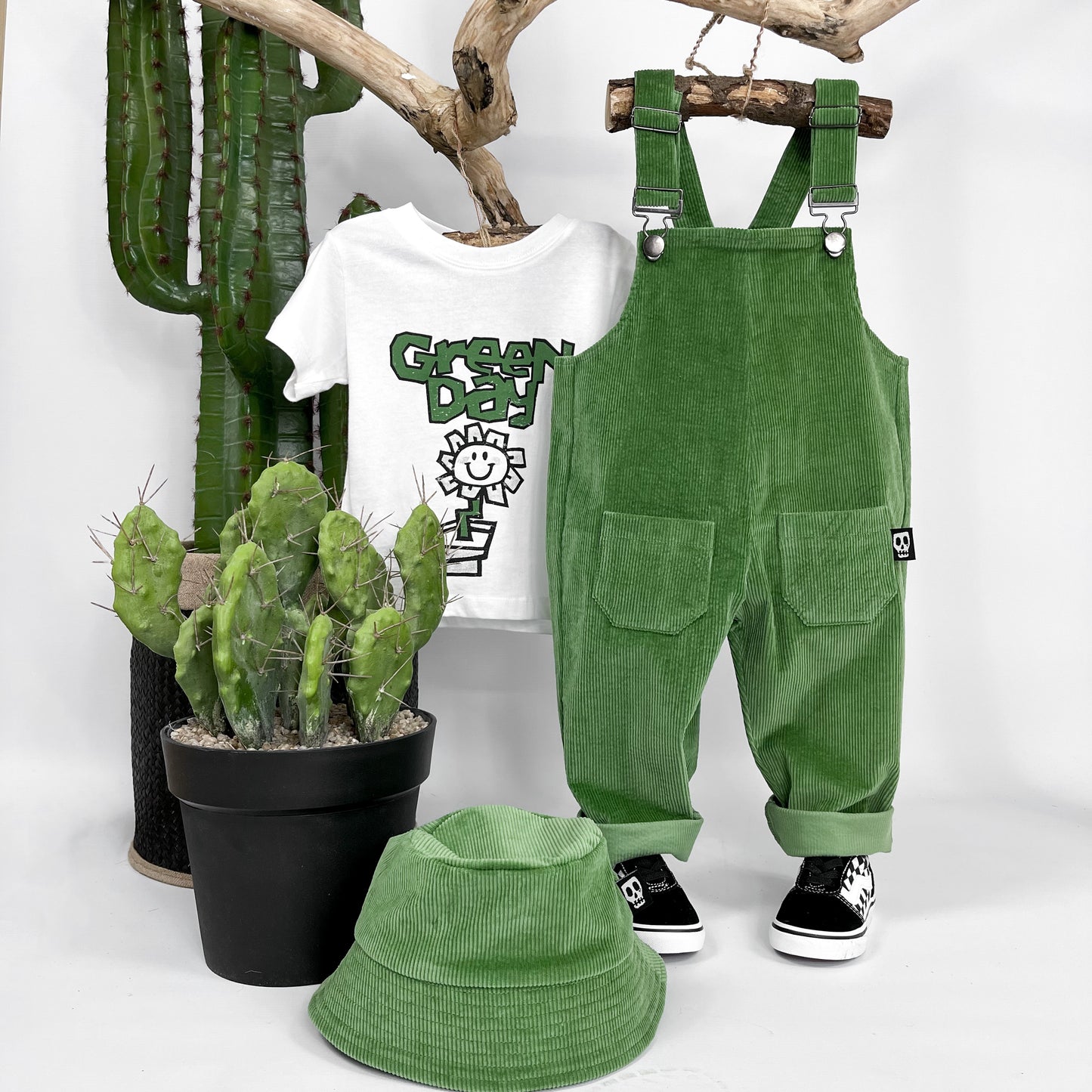 NOT SO BASIC GREEN CORDUROY DUNGAREES